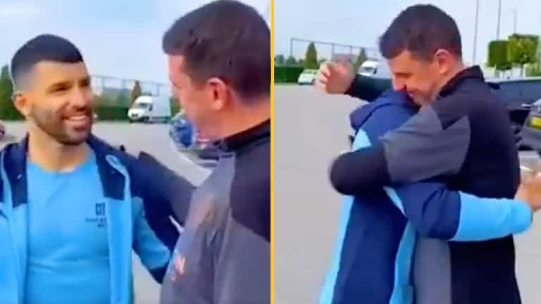 Sergio Aguero gives his car away to Man City kit man in emotional clip Sergio Aguero gives his car away to Man City kit man in emotional clip