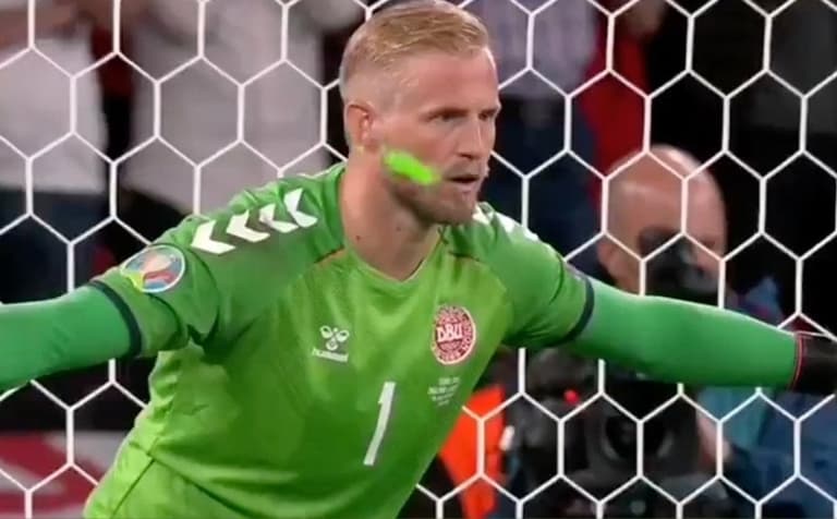 Kasper Schmeichel targeted with laser pointer as Harry Kane took winning penalty Kasper Schmeichel targeted with laser pointer as Harry Kane took winning penalty