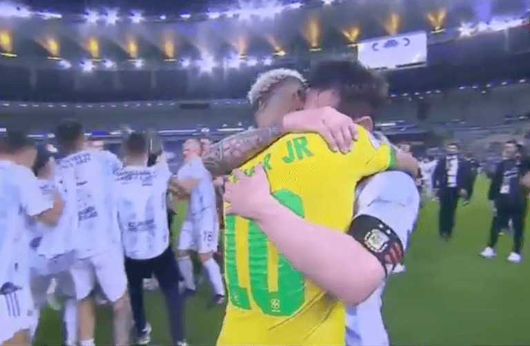 Tearful Neymar congratulates Messi after Argentina defeat Brazil in Copa America final Tearful Neymar congratulates Messi after Argentina defeat Brazil in Copa America final