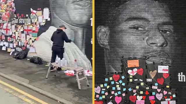Street artist restores defaced Marcus Rashford mural Street artist restores defaced Marcus Rashford mural