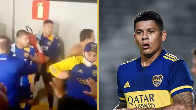 Marcos Rojo wields fire extinguisher amid tunnel brawl after Boca Libertadores defeat Marcos Rojo wields fire extinguisher amid tunnel brawl after Boca Libertadores defeat