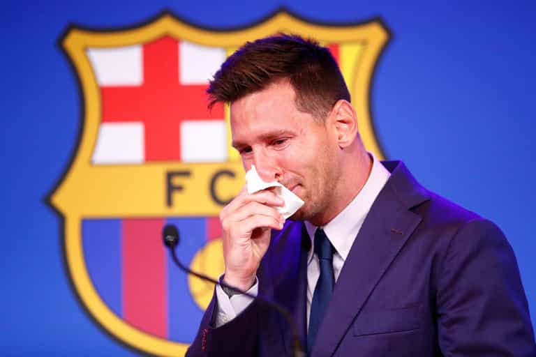 Tearful Messi bids farewell to Barca in emotional press conference Tearful Messi bids farewell to Barca in emotional press conference
