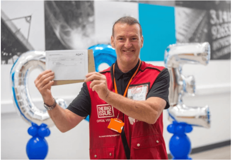 Big Issue seller, 58, celebrates GSCE success and now plans to go to university Big Issue seller, 58, celebrates GSCE success and now plans to go to university