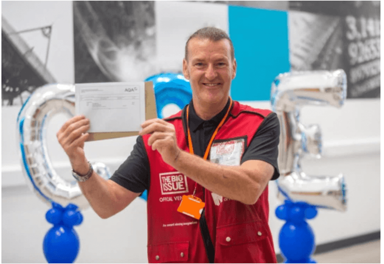 Big Issue seller, 58, celebrates GSCE success and now plans to go to university Big Issue seller, 58, celebrates GSCE success and now plans to go to university