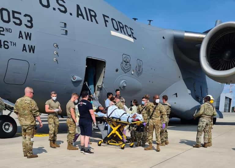 Afghan woman gives birth mid-air on US military evacuation flight Afghan woman gives birth mid-air on US military evacuation flight