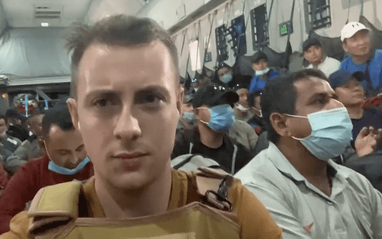 British student thanks army as he is evacuated after going to country on holiday British student thanks army as he is evacuated after going to country on holiday