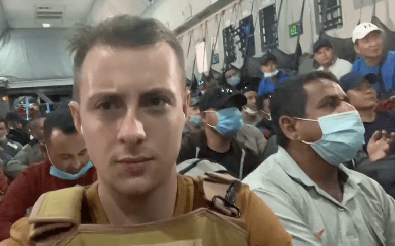 British student thanks army as he is evacuated after going to country on holiday British student thanks army as he is evacuated after going to country on holiday