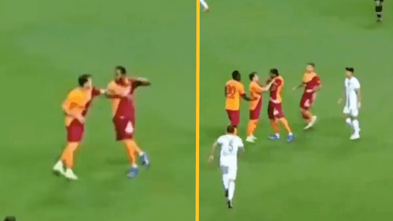 Galatasaray player sent off for punching his own teammate Galatasaray player sent off for punching his own teammate