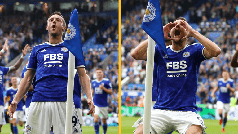Jamie Vardy celebrates goal vs Wolves with his best shithouse celebration yet Jamie Vardy celebrates goal vs Wolves with his best shithouse celebration yet