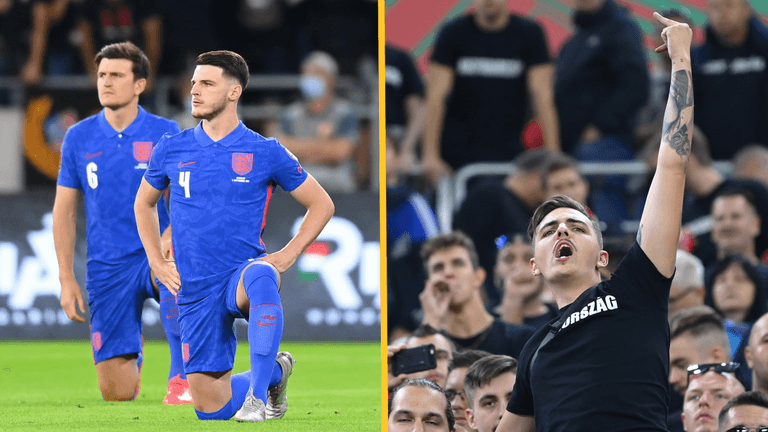 England players booed for taking the knee by Hungary supporters England players booed for taking the knee by Hungary supporters