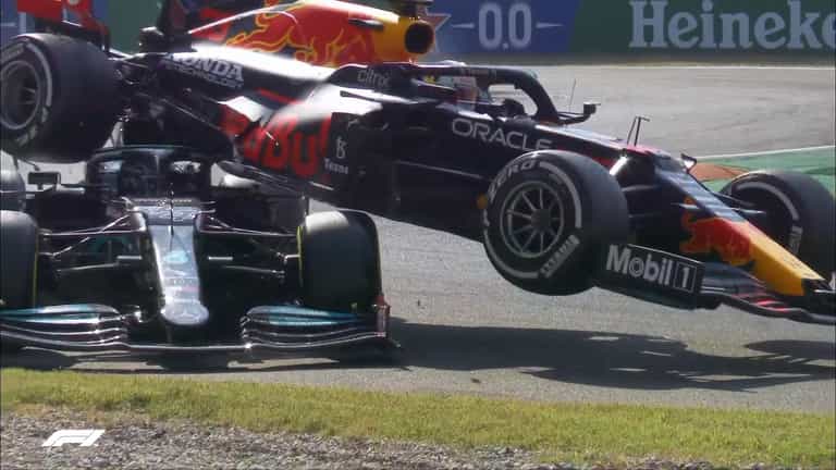 Verstappen and Hamilton take each other out in Monza GP after dangerous collision Verstappen and Hamilton take each other out in Monza GP after dangerous collision