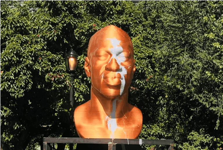 George Floyd statue defaced in New York for second time George Floyd statue defaced in New York for second time