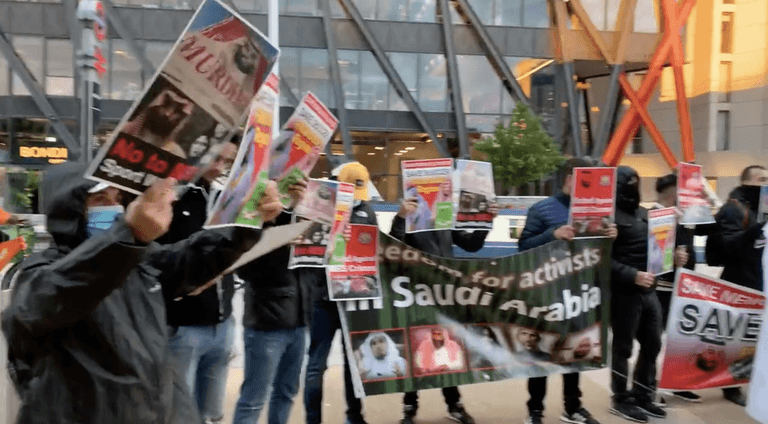 Protesters gather outside Premier League HQ to call for an end to Saudi involvement in football Protesters gather outside Premier League HQ to call for an end to Saudi involvement in football