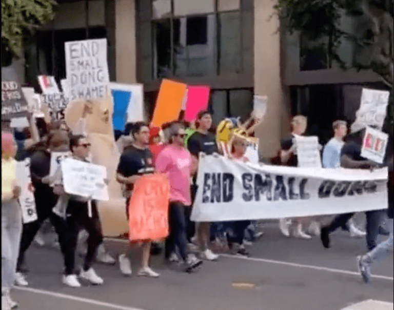 Activists hold ‘small dong march’ to normalise tiny penises Activists hold ‘small dong march’ to normalise tiny penises