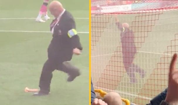 Steward scores goal with dildo during Lincoln vs Charlton match Steward scores goal with dildo during Lincoln vs Charlton match