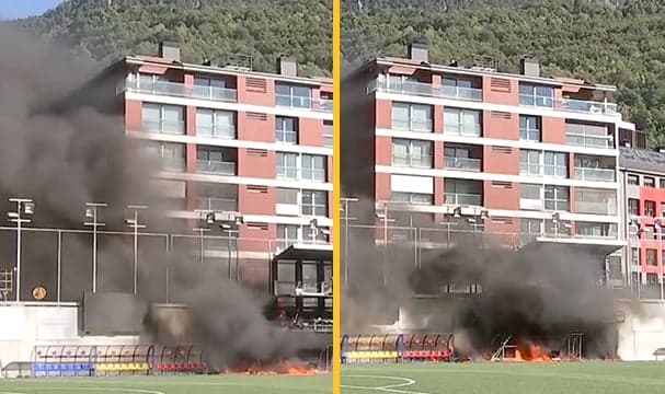 Fire breaks out Andorra’s stadium ahead of World Cup qualifier against England Fire breaks out Andorra’s stadium ahead of World Cup qualifier against England