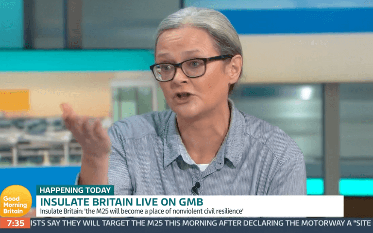 Insulate Britain protester says ‘she’ll cry’ if anyone dies as a result of M25 action today Insulate Britain protester says ‘she’ll cry’ if anyone dies as a result of M25 action today