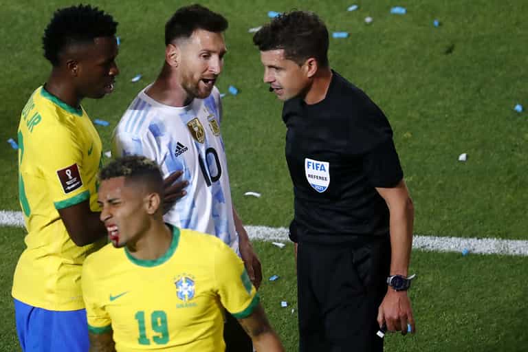 Otamendi violently elbows Raphinha before hurling him up from the ground Otamendi violently elbows Raphinha before hurling him up from the ground
