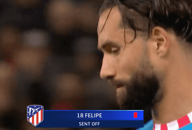 Felipe sent off for Atletico Madrid after ignoring the referee three times Felipe sent off for Atletico Madrid after ignoring the referee three times