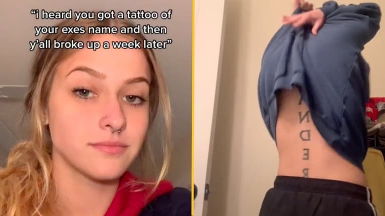 TikToker gets huge back tattoo with boyfriend week before they break up TikToker gets huge back tattoo with boyfriend week before they break up