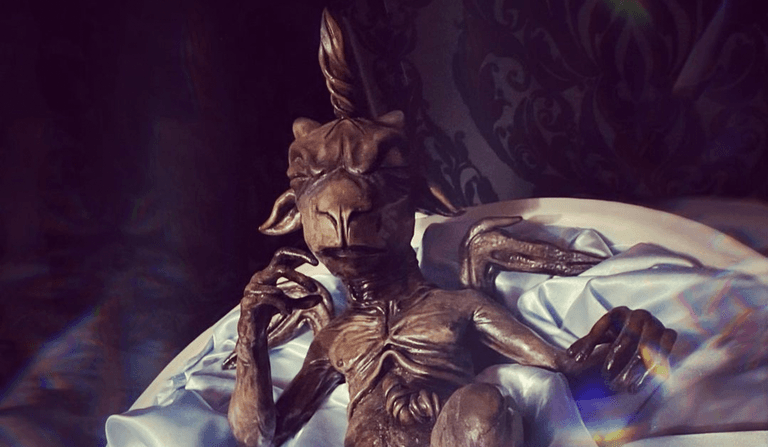 Satanic Temple mocks nativity with demon manger installation Satanic Temple mocks nativity with demon manger installation