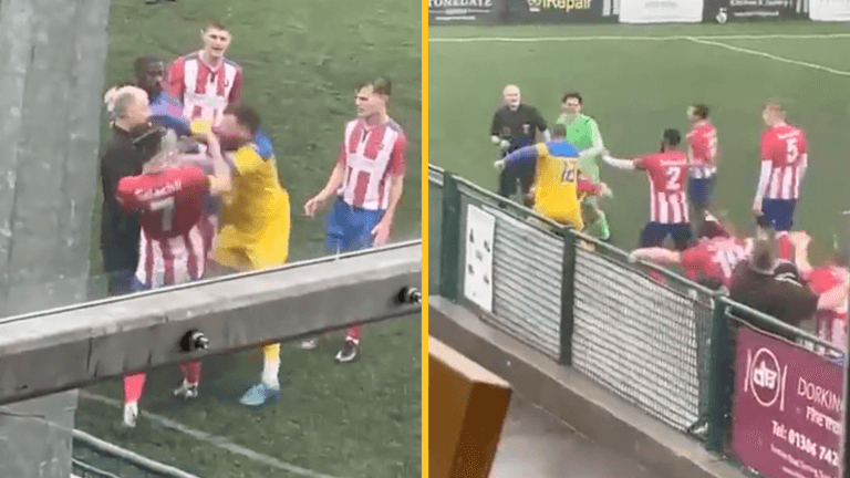 Referee attacked after showing red card as brawl breaks out in non-league match Referee attacked after showing red card as brawl breaks out in non-league match
