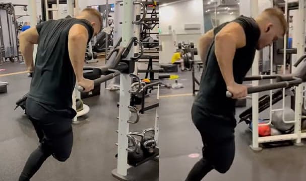 Welsh rugby player back in gym just one month after losing leg Welsh rugby player back in gym just one month after losing leg