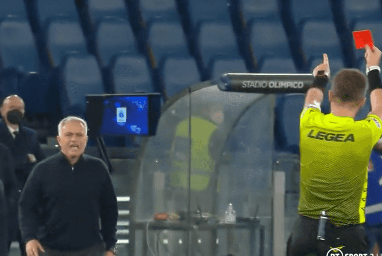 Jose Mourinho sent off for Roma…again Jose Mourinho sent off for Roma…again