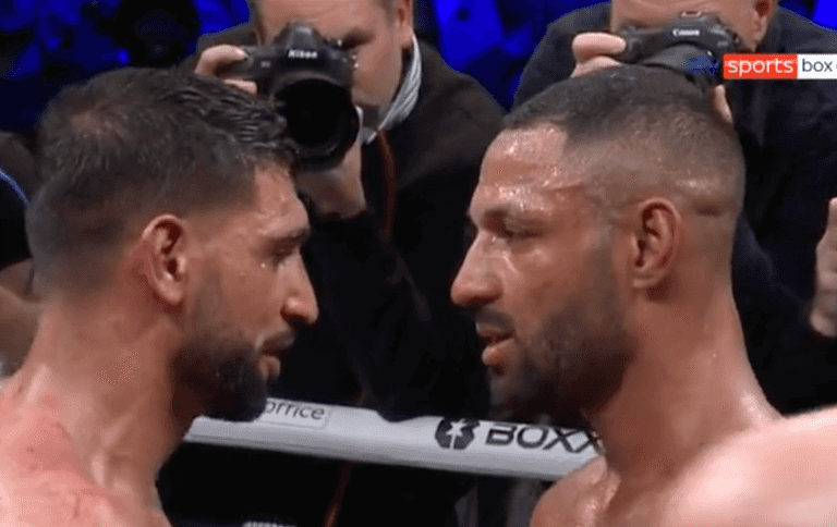 Amir Khan and Kell Brook share respectful exchange after emphatic fight Amir Khan and Kell Brook share respectful exchange after emphatic fight