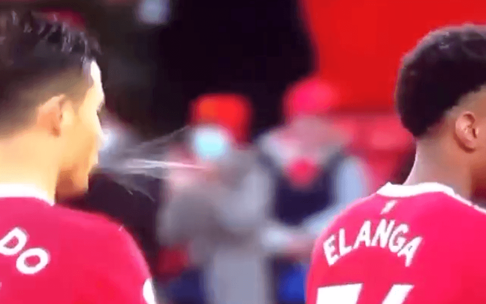 Cristiano Ronaldo appears to accidentally spit on Anthony Elanga after Southampton draw