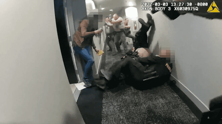 Horrifying video shows woman shot dead after stabbing cop serving eviction notice Horrifying video shows woman shot dead after stabbing cop serving eviction notice