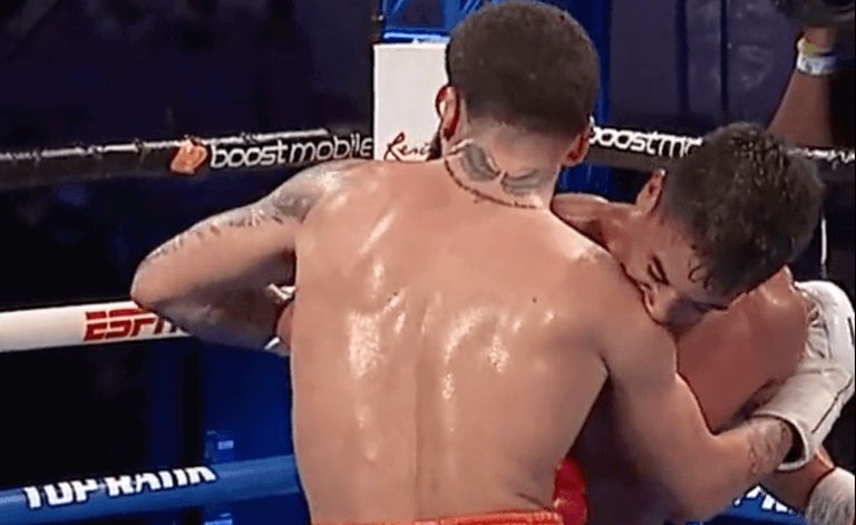 Referee fails to disqualify boxer after he bit opponent on the arm Referee fails to disqualify boxer after he bit opponent on the arm