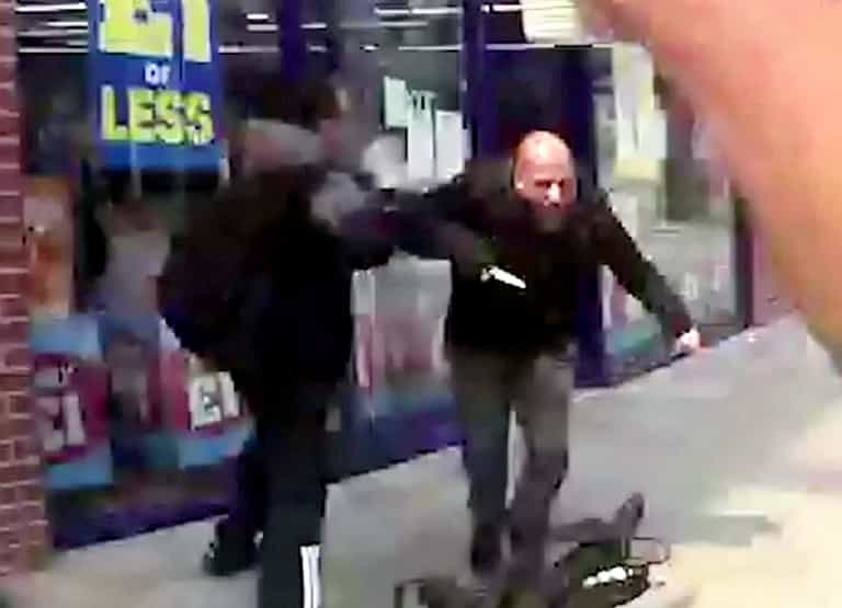 Chilling footage shows moment brothers slash police officers during shopping centre knife attack Chilling footage shows moment brothers slash police officers during shopping centre knife attack