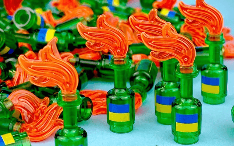 Specially-made LEGO of Zelenskyy and Molotov cocktails raise money for Ukraine Specially-made LEGO of Zelenskyy and Molotov cocktails raise money for Ukraine