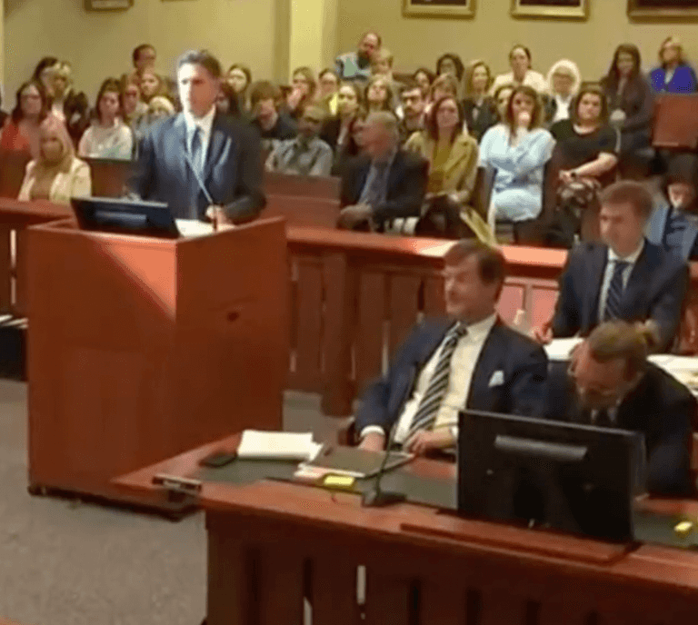 Johnny Depp appears to chuckle after Amber Heard’s lawyer objects to his own question Johnny Depp appears to chuckle after Amber Heard’s lawyer objects to his own question