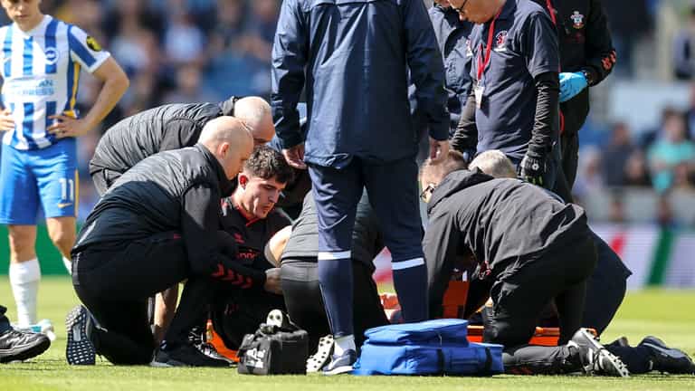 Tino Livramento given oxygen and stretchered off in Brighton draw Tino Livramento given oxygen and stretchered off in Brighton draw