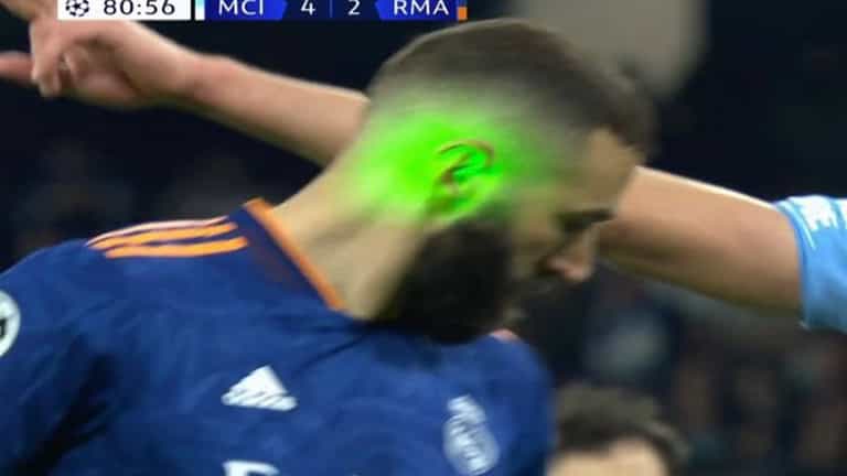 Karim Benzema targeted by laser before panenka penalty against Man City Karim Benzema targeted by laser before panenka penalty against Man City