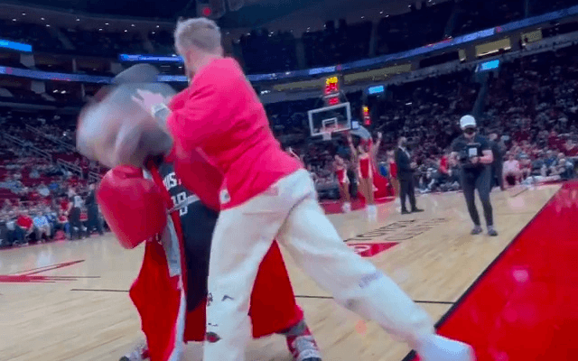 Video shows Jake Paul secure his latest KO – against a mascot at basketball game Video shows Jake Paul secure his latest KO – against a mascot at basketball game