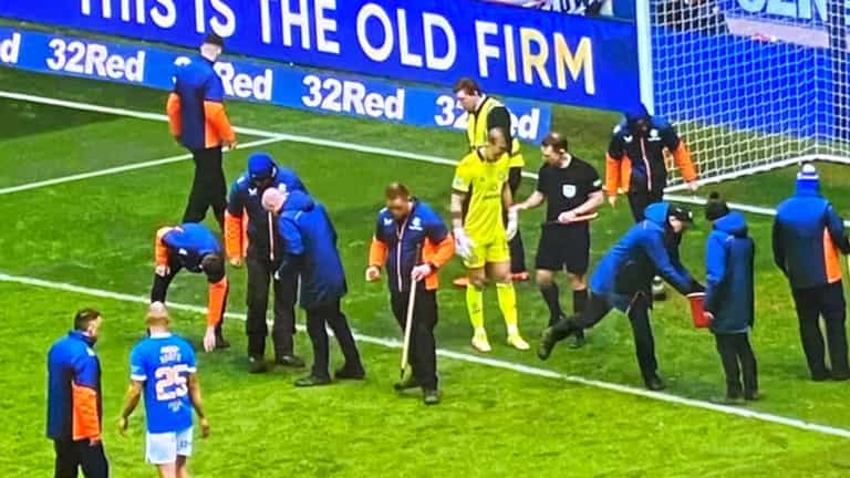 Glass on pitch delays second half of Old Firm Glass on pitch delays second half of Old Firm