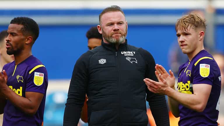 Defiant Wayne Rooney addresses Derby fans at training ground after relegation Defiant Wayne Rooney addresses Derby fans at training ground after relegation