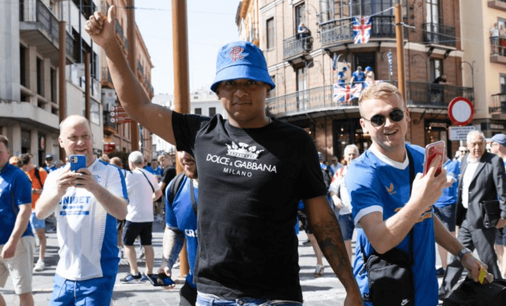 Alfredo Morelos spotted rallying Rangers fans ahead of Europa League final