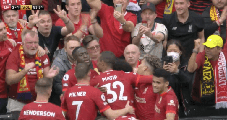 Liverpool fans seen breaking news of City winner to players after Salah goal Liverpool fans seen breaking news of City winner to players after Salah goal