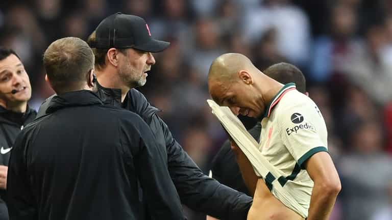 Liverpool could be without Fabinho for crucial spell after injury at Villa Liverpool could be without Fabinho for crucial spell after injury at Villa