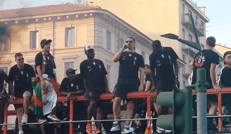 Zlatan Ibrahimovic trolls Hakan Calhanoglu during Milan title celebrations Zlatan Ibrahimovic trolls Hakan Calhanoglu during Milan title celebrations
