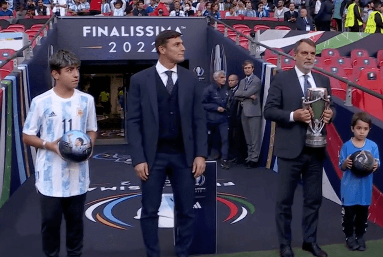 Diego Maradona’s grandson presents Finalissima trophy ahead of Italy vs Argentina game Diego Maradona’s grandson presents Finalissima trophy ahead of Italy vs Argentina game