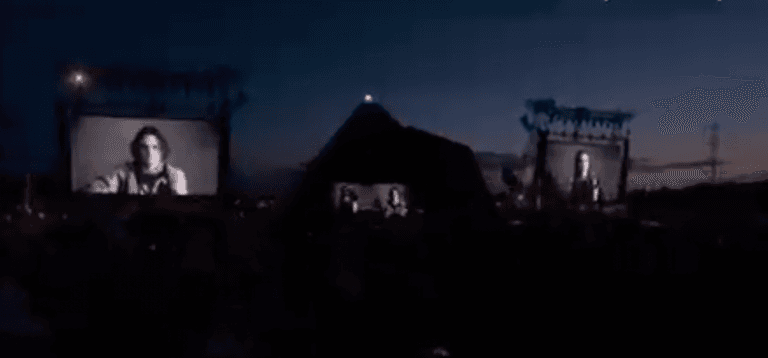 Johnny Depp video played during Paul McCartney set at Glastonbury Johnny Depp video played during Paul McCartney set at Glastonbury