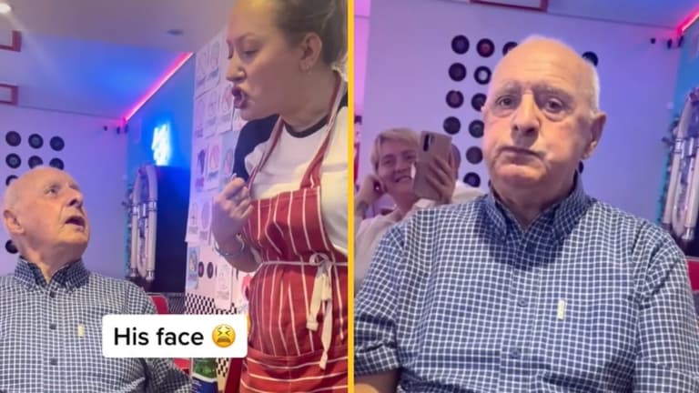 Girl takes 82-year-old granddad to Britain’s rudest diner without telling him Girl takes 82-year-old granddad to Britain’s rudest diner without telling him