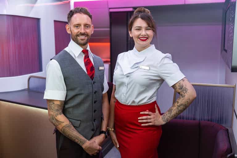 Virgin Atlantic becomes first UK airline to allow cabin crew to show their tattoos Virgin Atlantic becomes first UK airline to allow cabin crew to show their tattoos