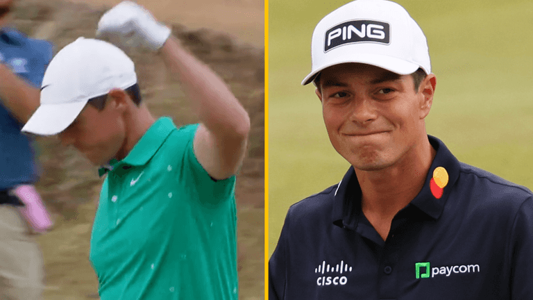 Viktor Hovland made a lovely gesture to Rory McIlroy after his utterly sublime eagle Viktor Hovland made a lovely gesture to Rory McIlroy after his utterly sublime eagle