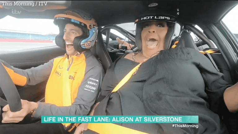 Alison Hammond has Dermot O’Leary in hysterics after apologising for ‘all that juice bouncing around’ during hot lap Alison Hammond has Dermot O’Leary in hysterics after apologising for ‘all that juice bouncing around’ during hot lap